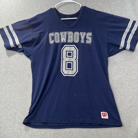 90's Dallas Cowboys 8 XL* Wilson COTTON Football Jersey Crackling - Picture 1 of 15